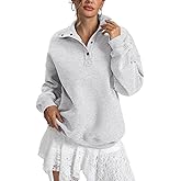 EasyGala Womens Fleece Sweatshirts Oversized Henley Neck Long Sleeve Button Pullover Tops Trendy Outfits Clothes 2026