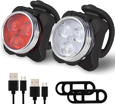 Balhvit Bike Light Set USB Rechargeable Front and Rear LED 650mAh