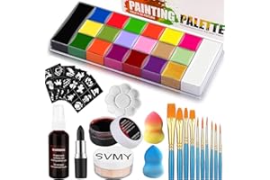 AOLIKOKO 20 Colors Face & Body Paint Palette Kit ,Halloween Makeup Kit, face painting kit professional, Ideal for Halloween Cosplay Party SFX Arty Stage Makeup (20-Colors Set)
