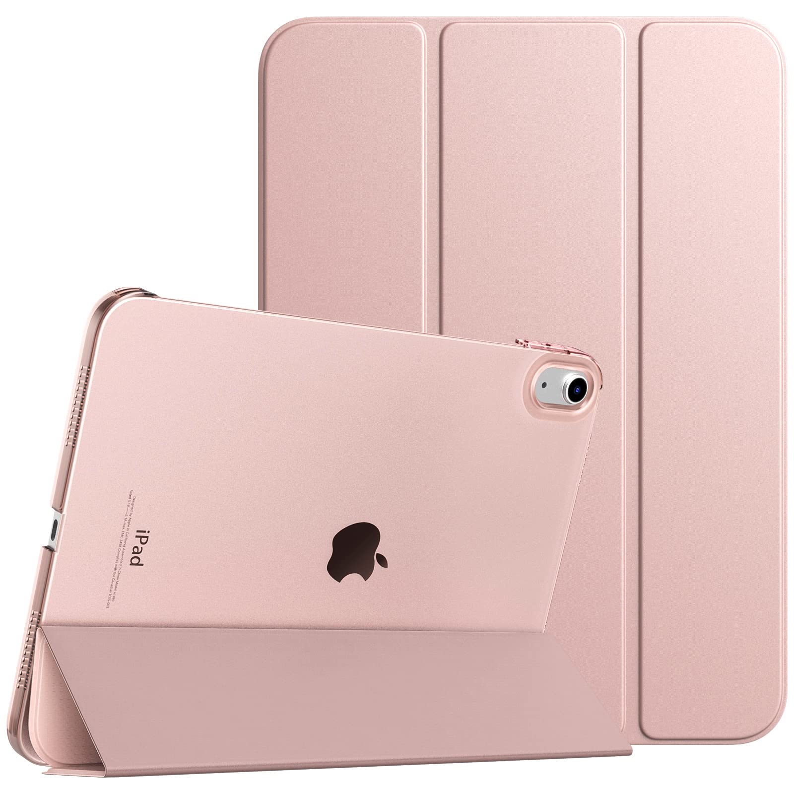 TiMOVO Case for iPad (A16) 11th Generation 11 Inch 2025/iPad 10th Generation 10.9 Inch 2022, Slim Stand Cover with Hard Translucent Back, Support Touch ID, Auto Wake/Sleep, Rose Gold