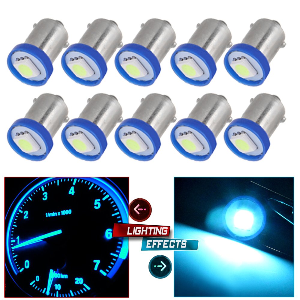 cciyu BA9S LED Bulb1895 Dash Instrument Panel Cluster Ash Tray Light 1815 1816 182 1889 1891 1892 Replacement fit for Instrument panel Glove box License plate Boat cabin lamp Blue (10Pack ice blue)