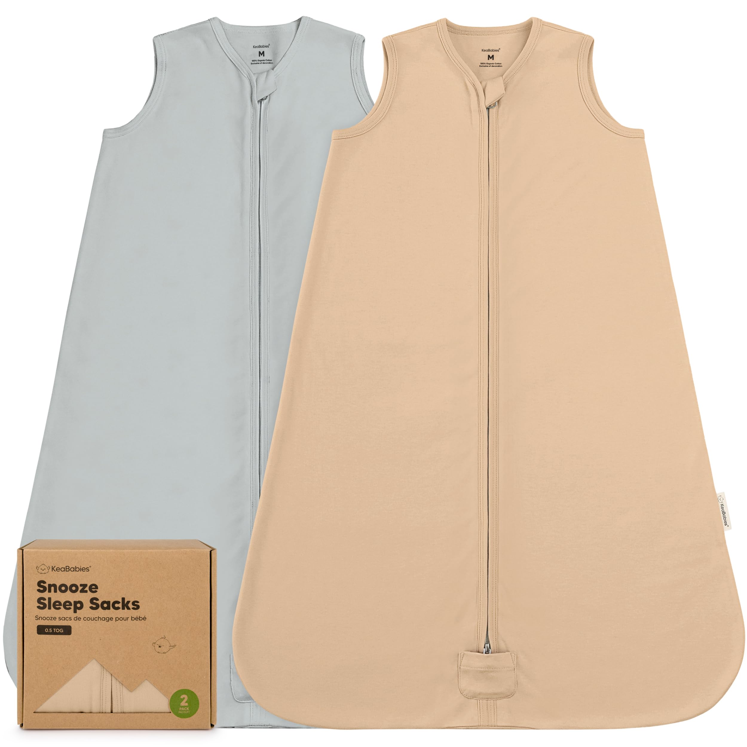 Photo 1 of 2-Pack Baby Sleep Sacks,Zipper Wearable Blanket - 0.5TOG Organic Cotton,Lightweight,Soft Cozy Toddler Sleeping Sack 6-12 months,Easy to Wear Large Newborn Transition Swaddles Sleepsacks(Toasty, M)