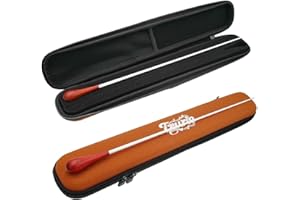 Tzurie 15 Inch Sandalwood Handle Conductor Baton for Conductors - with Black Conducting Baton Case