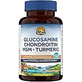 Vitalitown Glucosamine Chondroitin MSM, Turmeric, Collagen, Hyaluronic Acid, Boswellia, Quercetin, 11-in-1 Formula, Glucosamine Sulfate 1500 mg, No Shellfish, Flexibility & Comfort, 180 Caps