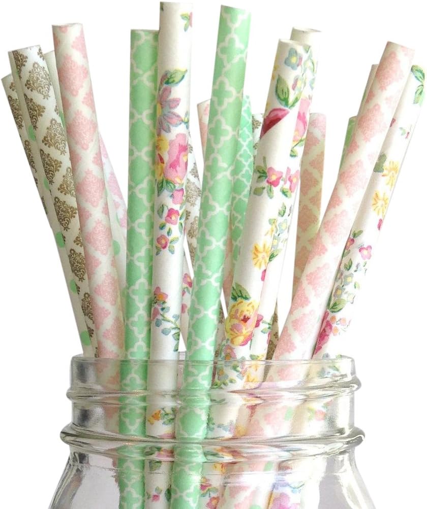 LAttLiv 756244664675 Paper Drinking Straws, Assorted