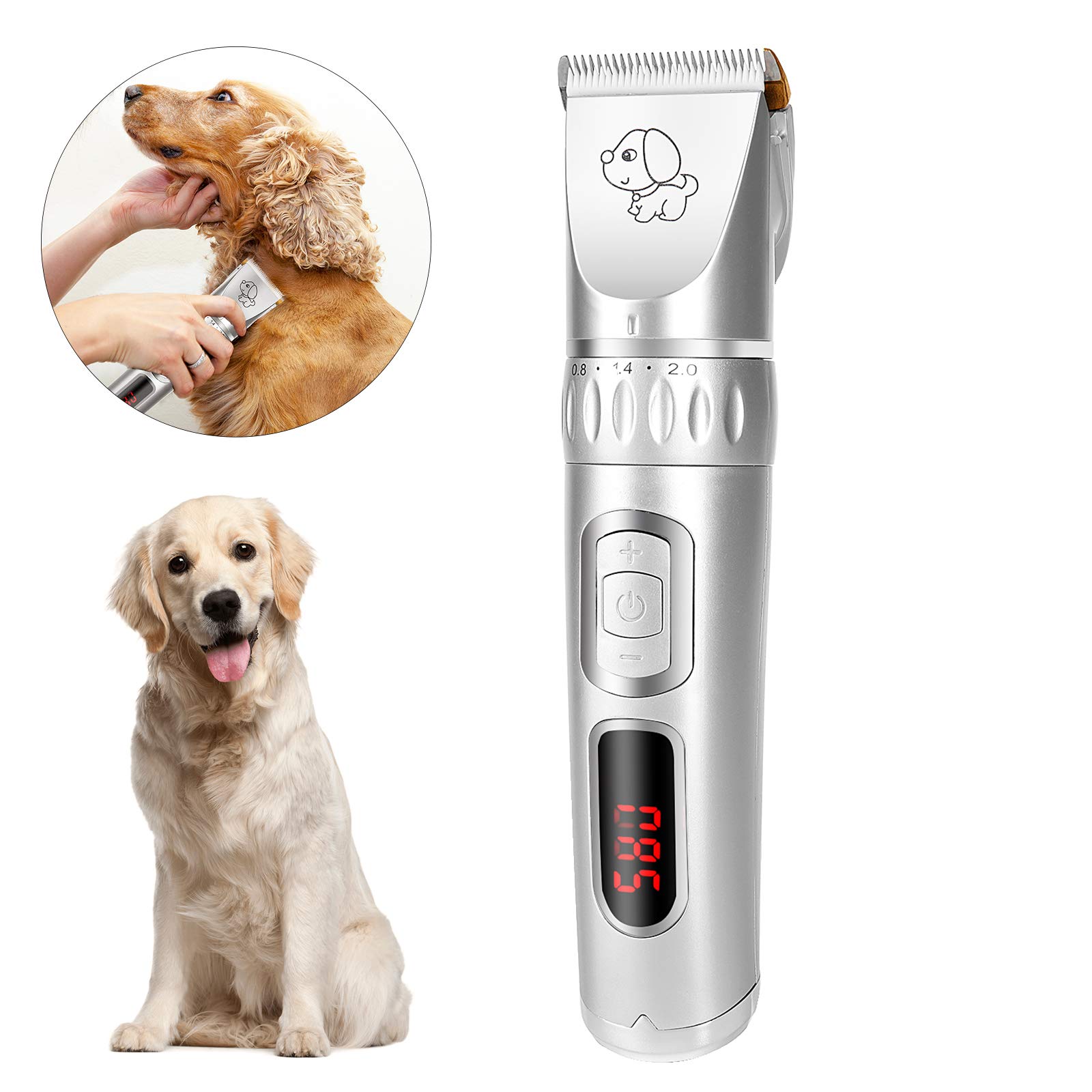 Zoneyee Pet Grooming Clipper Kits, Low Noise for Dogs and Cats, Rechargeable Cordless Electric Haircut Set for Pets