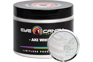 Eye Candy Pigments Premium White Mica Powder - AKI White (50gr) - for Epoxy, Resin, Soap, Paint, Woodworking, Acrylic Pouring