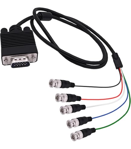 15 FT VGA To RGBHV Breakout Cable - HD15 Male To 5 BNC Male For Professional AV