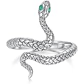 ZLILIJAN Snake Ring 925 Sterling Silver Adjustable Snake Rings Punk Statement Band Gothic Vintage Jewelry Gifts for Women Daughter,Wife,Friends