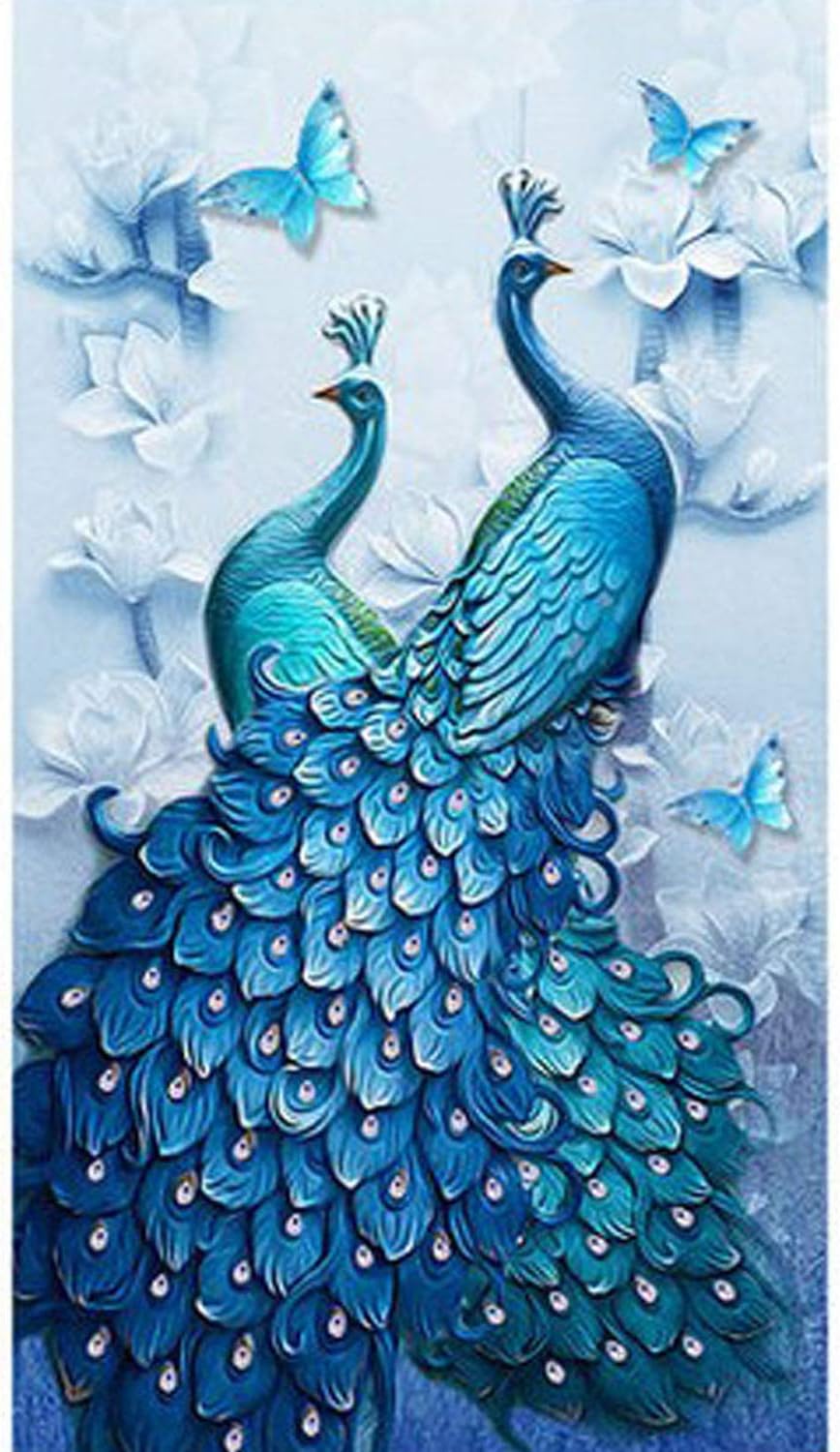 ANMUXI 5D Diamond Painting Kits Full Square Drills Couple Peacocks