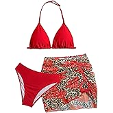 SHENHE Girl's 3 Piece Swimsuits Halter Triangle Bathing Suits with Cover Up Leopard Skirt