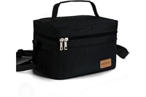 ONFAON Lunch Bag for Men/Women, Insulated Reusable Lunch Box Leakproof Cooler Tote Bag Freezable with Adjustable Shoulder Strap for Office Work Picnic Beach(Black)