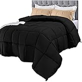 Utopia Bedding Comforters Queen Size, All Season Duvet Insert, Down Alternative Box Stitched Bed Comforter with Corner Tabs, Machine Washable (Black)