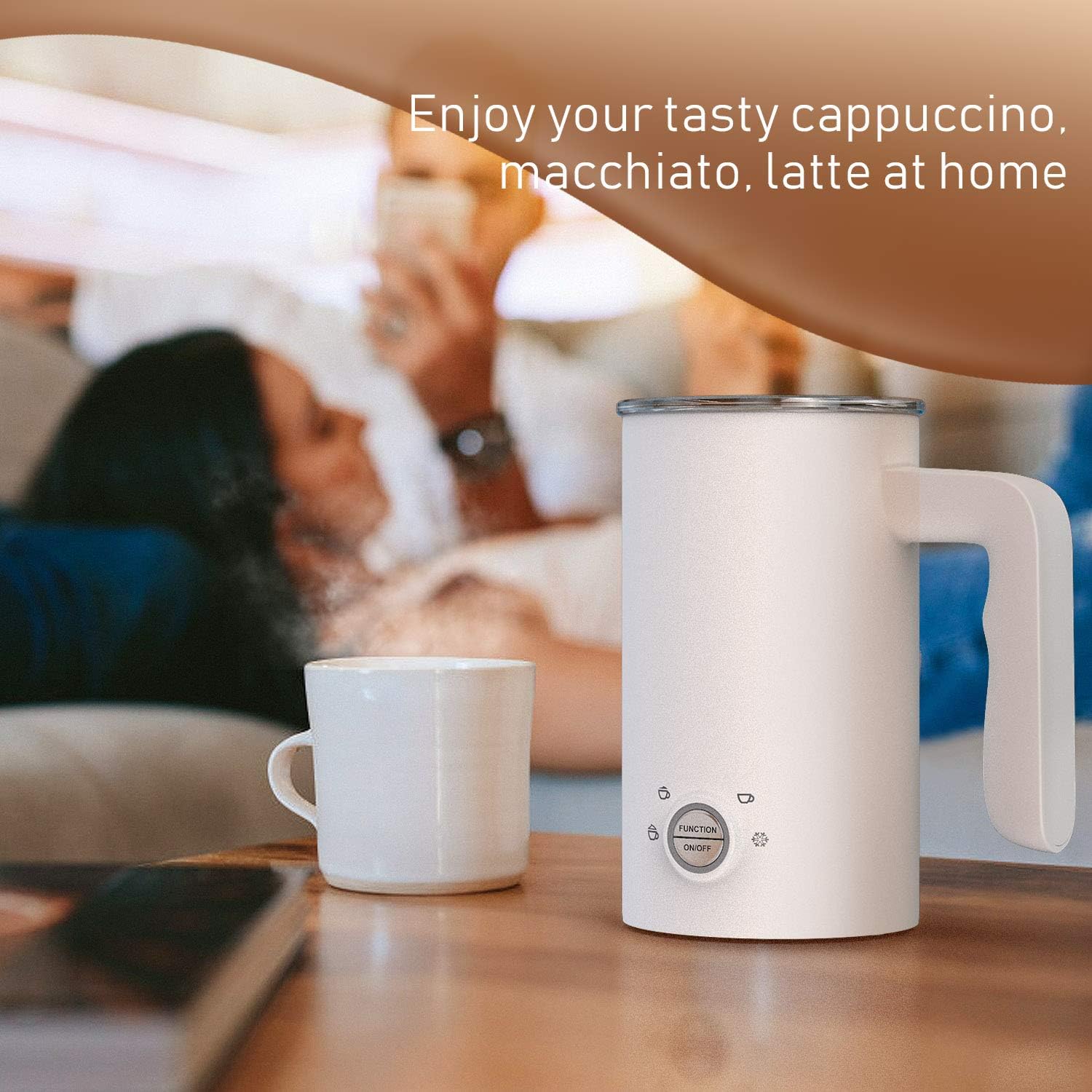 HadinEEon Milk Frother, 4 in 1 Electric Milk Frother and Steamer, Automatic Milk Foam Maker & Warmer (5.1 oz/10.1 oz), Coffee Frother Milk Heater for Making Latte, Cappuccino, 120V: Kitchen & Dining