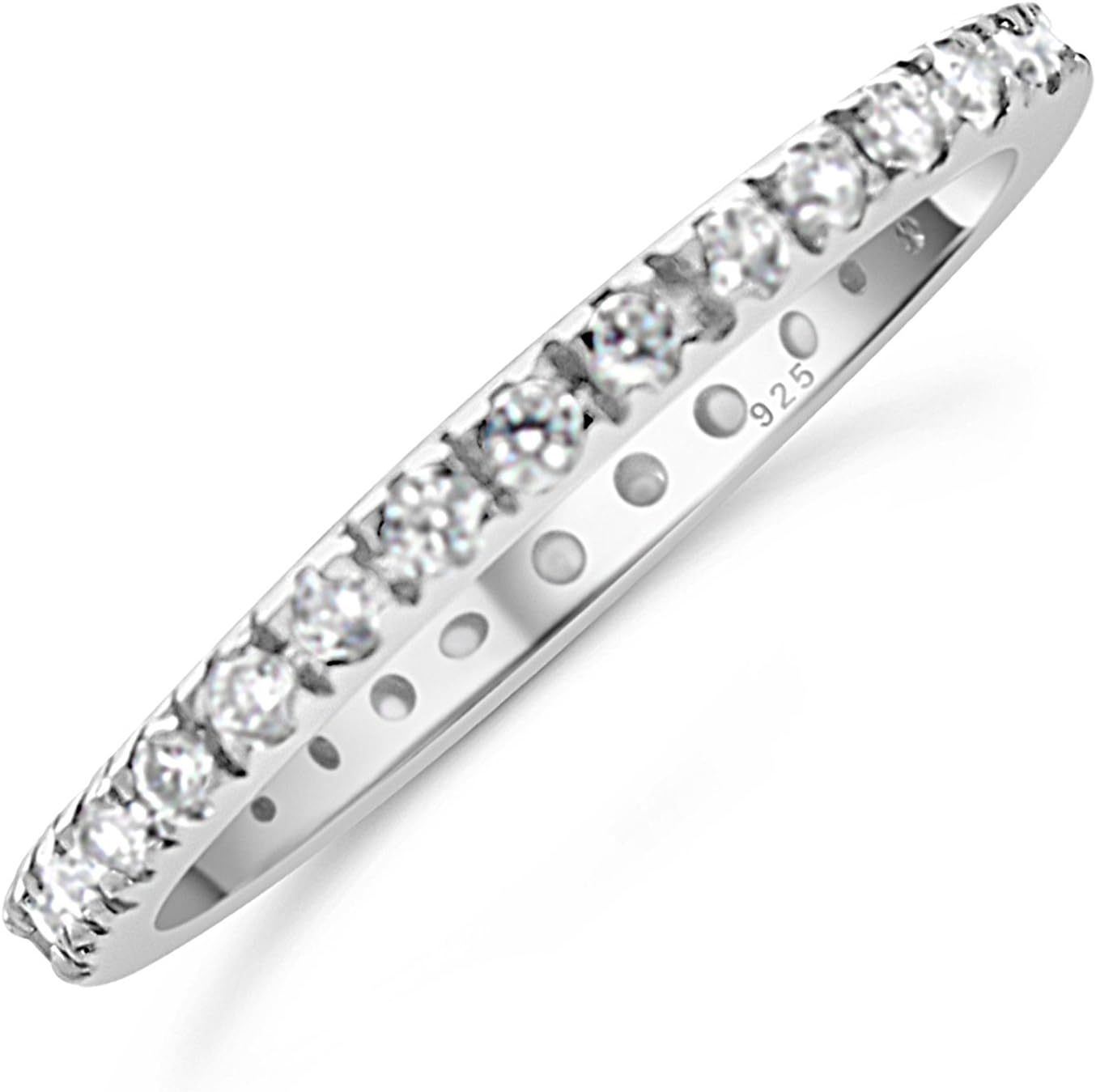 Splendor Jewelry Sterling Silver Cubic Zirconia Stackable Eternity Band Ring