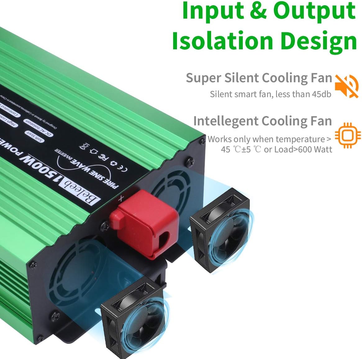 Beleeb Pure Sine Wave Inverter 1500Watt DC 12V to AC 110V 120V with LCD Display,3 AC Outlets and 2 USB Ports,Solar Power Inverter,for Home RV Trucks Boats and Emergency: Car Electronics