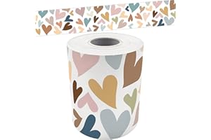 Teacher Created Resources Everyone is Welcome Hearts Straight Rolled Border Trim - 50ft - Decorate Bulletin Boards, Walls, De