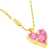 LIFETIME JEWELRY Cubic Zirconia Heart Necklace 24k Gold Plated Pendant for Women