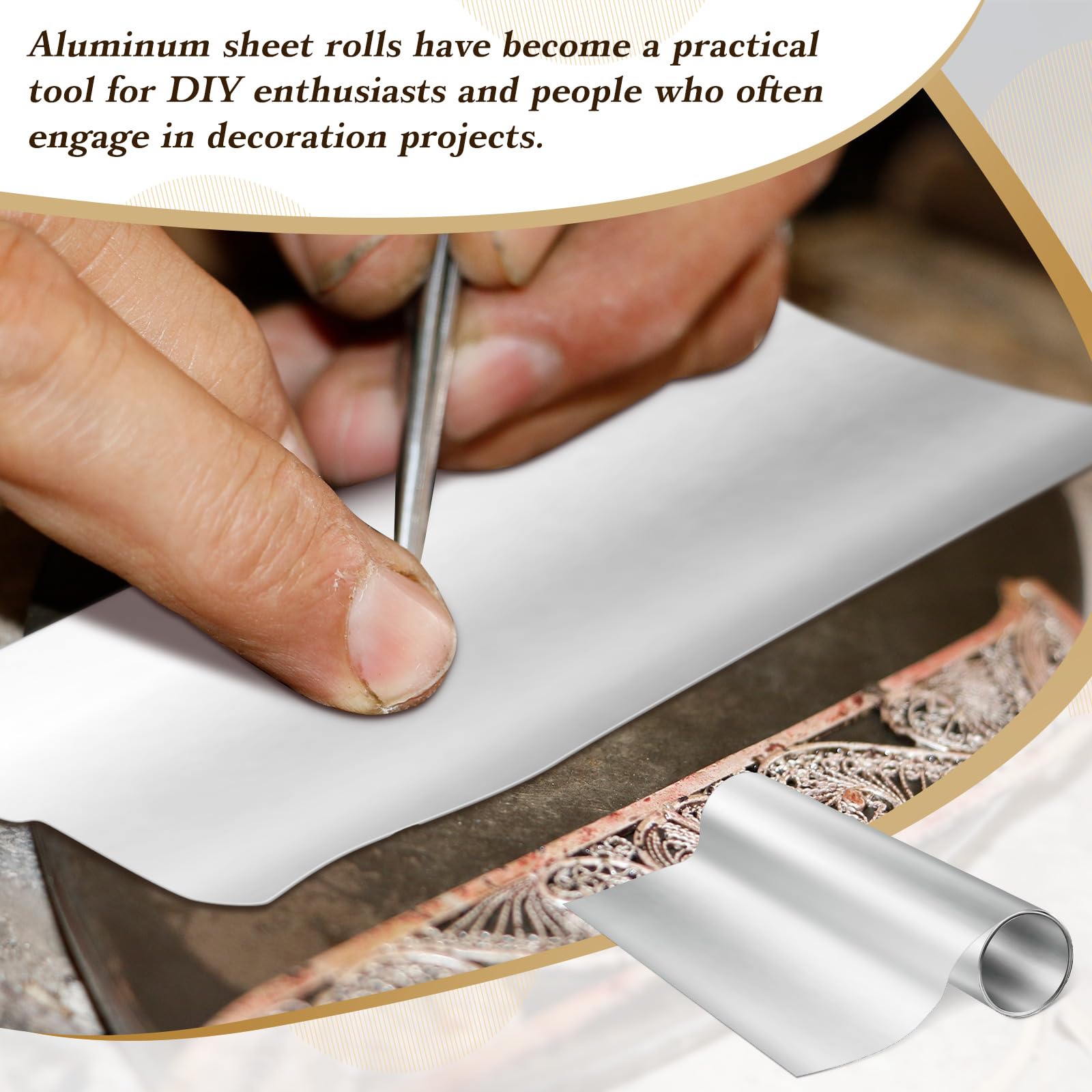 Yaocom Aluminum Metal Crafts DIY Foil Roll 12 Inch x 20 ft 0.05 mm Thick for Art Project Aluminum Flashing Roll Wide Sheet Multipurpose Metal Sheets(Silver)