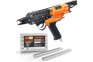 KAMSIN #K-SC7E Long Nose Air Hog Ring Gun Kit with 1000PCS Staples, 15 Gauge 3/4-Inch (19mm) Crown, 7.5-8.3mm Closure Diamete