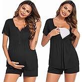 Ekouaer Women's Maternity Nursing Pajama Sets Short Sleeve Postpartum Pajamas Breastfeeding Pregnancy Clothes
