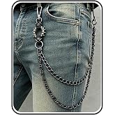 SISICHIC Heavy Pirate Carabiner Pants Chain: Pocket Jean Chain for Biker, Punk Goth Rockstar Accessories
