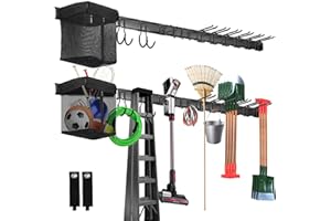 Sinoer Tool Organizer Wall Mount, 80 Inch Garage Storage Wall Organizer, Garden Tool Storage Rack with 1 PC fabric bag holder