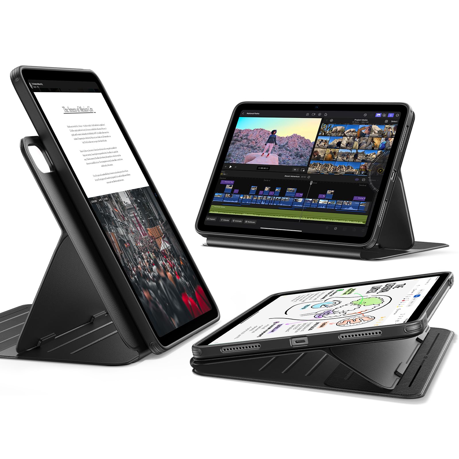 Photo 1 of ESR for iPad Air 11 Inch Case M4/M3/M2 (2026/2025/2024), iPad Air 5th/4th Gen Case (2022/2020) 10.9 Inch, Removable Magnetic Cover, Adjustable Portrait/Landscape Stand, 9 Standing Angles, Black