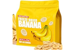 EGCINA Freeze Dried Bananas 6oz – Crispy Banana Chips, Lightly Sweetened Fruit Snack – Resealable Bag for Smoothies, Yogurt, Cereal & Baking