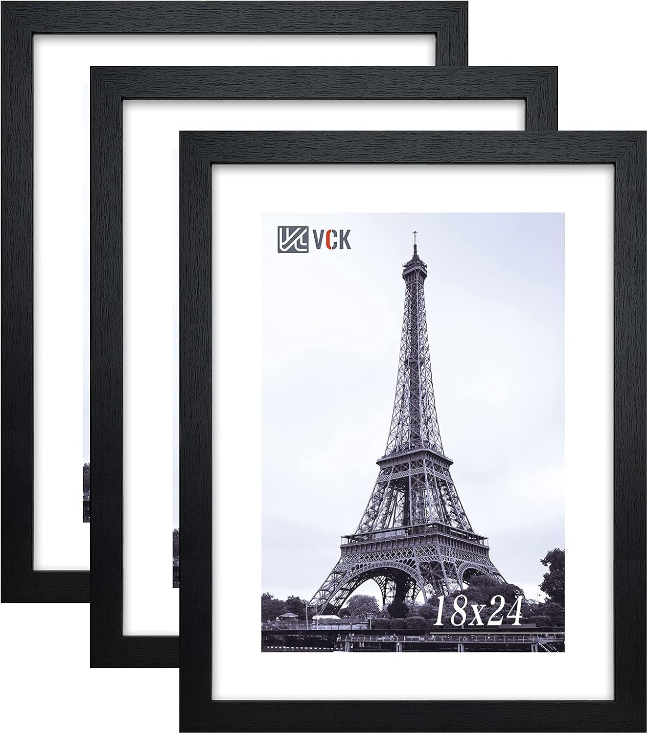 Photo Albums, Frames & Accessories - VCK 18x24 Poster Frames 3 Pack Black MDF Wood and Polished Plexiglass Frame,Display Pictures in Horizontal and Vertical