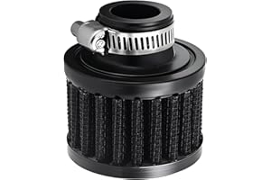 3DSKY 18mm Cold Air Intake Filter, Automotive Cold Air Breather Filter with Adjustable Clamp, Car Valve CoverTurbo Vent Cleaner Accessory, Fits for Car Motorcycle (Black)