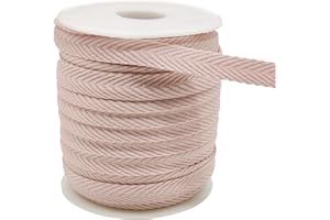 AEVORA 3/8 Inch Herringbone Twill Tape - 25 Yards Polyester Cotton Fabric Trim, 1mm Thick Durable Soft Webbing Strap for Sewing & Garment, Crafting- Flat Double Fold Bias Tape (Bean Pink 010)