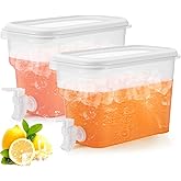 Hoolerry 2 Pcs 0.8 Gallon Beverage Drink Dispenser for Fridge, Plastic Liquid Drink Juice Container with Spigot Cold Lemonade Pitcher Iced Water Jug for Outdoor Indoor Parties