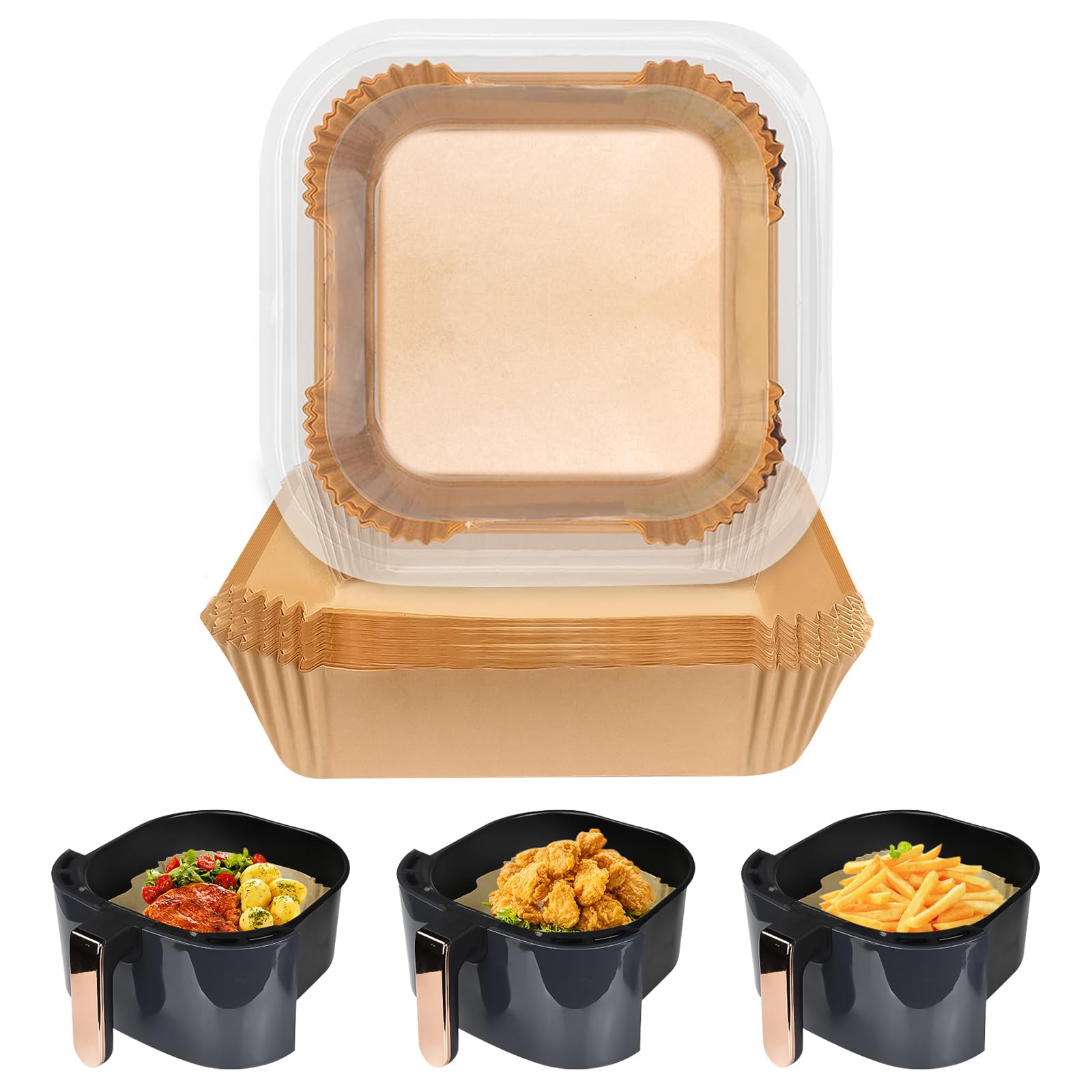 100pcs Air Fryer Liners Disposable Paper Square, 9 Inch Air Fryer Liners Baking Parchment Paper Liners, Oil-Proof, Water-Proof Air Fryer Accessories for Ninja for Air Fryer Roasting Microwave Oven