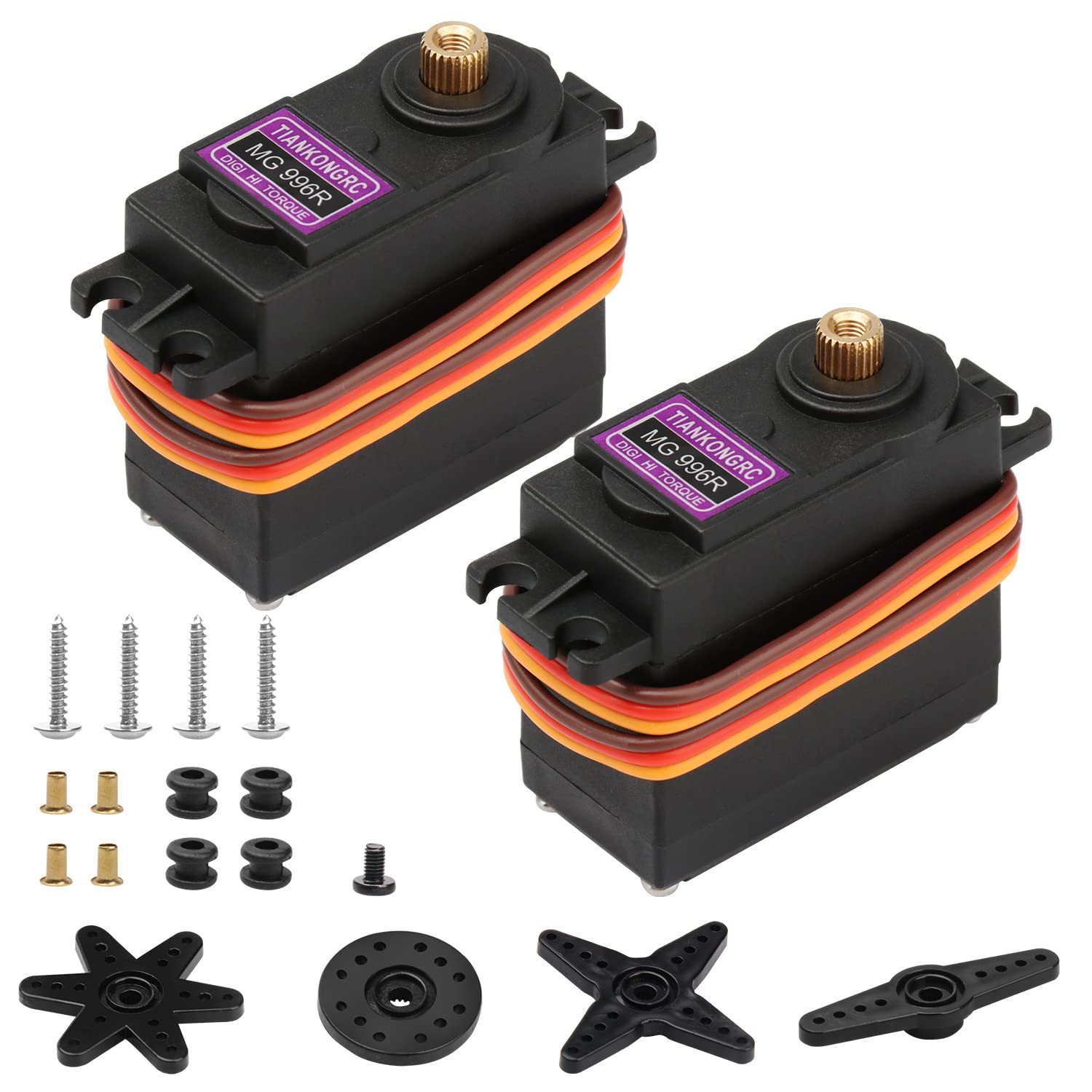 yusvwkj RC Servo MG996 Servo 2Pcs Metal Gear High Speed Torque Digital Servo Motor for RC Helicopter Airplane Car Boat Mechanical Arm Biped Robot Waterproof