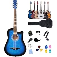 Rosefinch Acoustic Guitar 38 inch Cutaway Guitar Kit for Beginner Adults 3/4 Size Guitare Acoustique Adulte (38" Blue)
