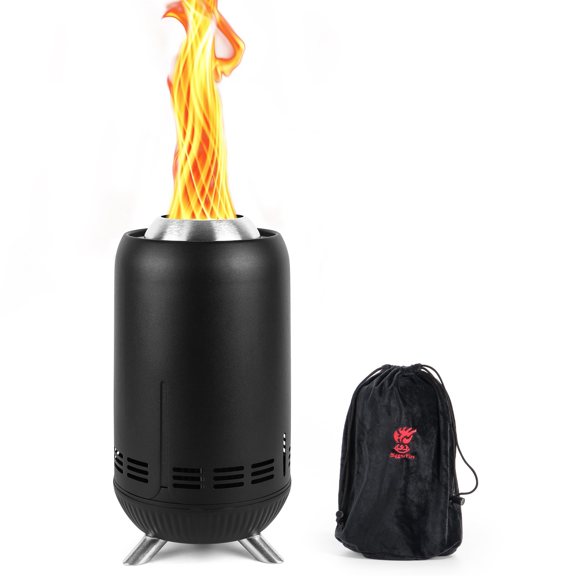 XL Tabletop Fire Pit | Outdoor Black Mini Fire Pit for Urban & Suburbs | Stainless Steel Secondary Combustion Camping Stove Low Smoke Fueled by Pellets with Travel Bag,30.6x16.3cm