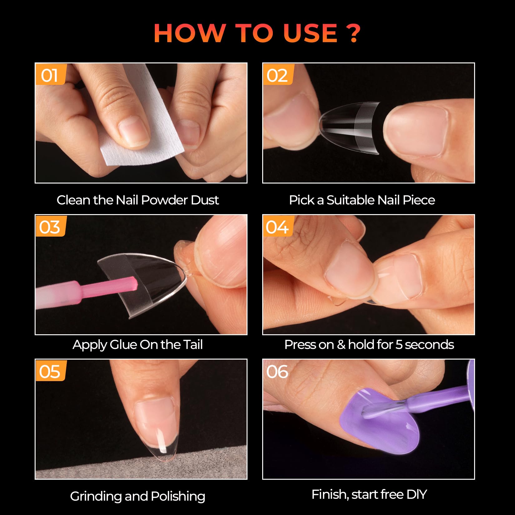 Ranrose Short Almond Nail Tips 240PCS Half Matte Soft Gel Nail Tips 12 Sizes Short Almond Half Cover False Nails with Handles for Press on Nails Extension Art Home & DIY Nail Salon with Box - Image 4