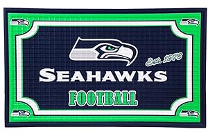 Team Sports America NFL Seattle Seahawks Embossed Outdoor-Safe Mat - 30" W x 18" H Durable Non Slip Floormat for Football Fans