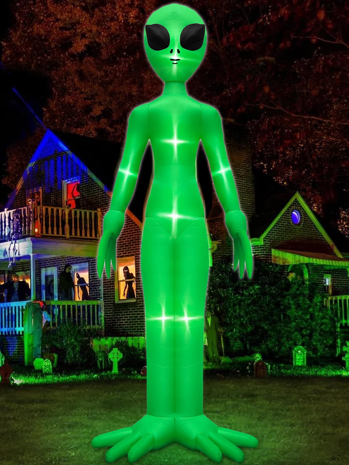 Photo 1 of ** UNKNOWN IF IT WORKS**TURNMEON 14 Ft Giant Halloween Inflatable Alien Decoration with Built-in LEDs Outdoor Blow Up Alien Ghost Halloween Decor for Yard Garden Lawn Holiday Party