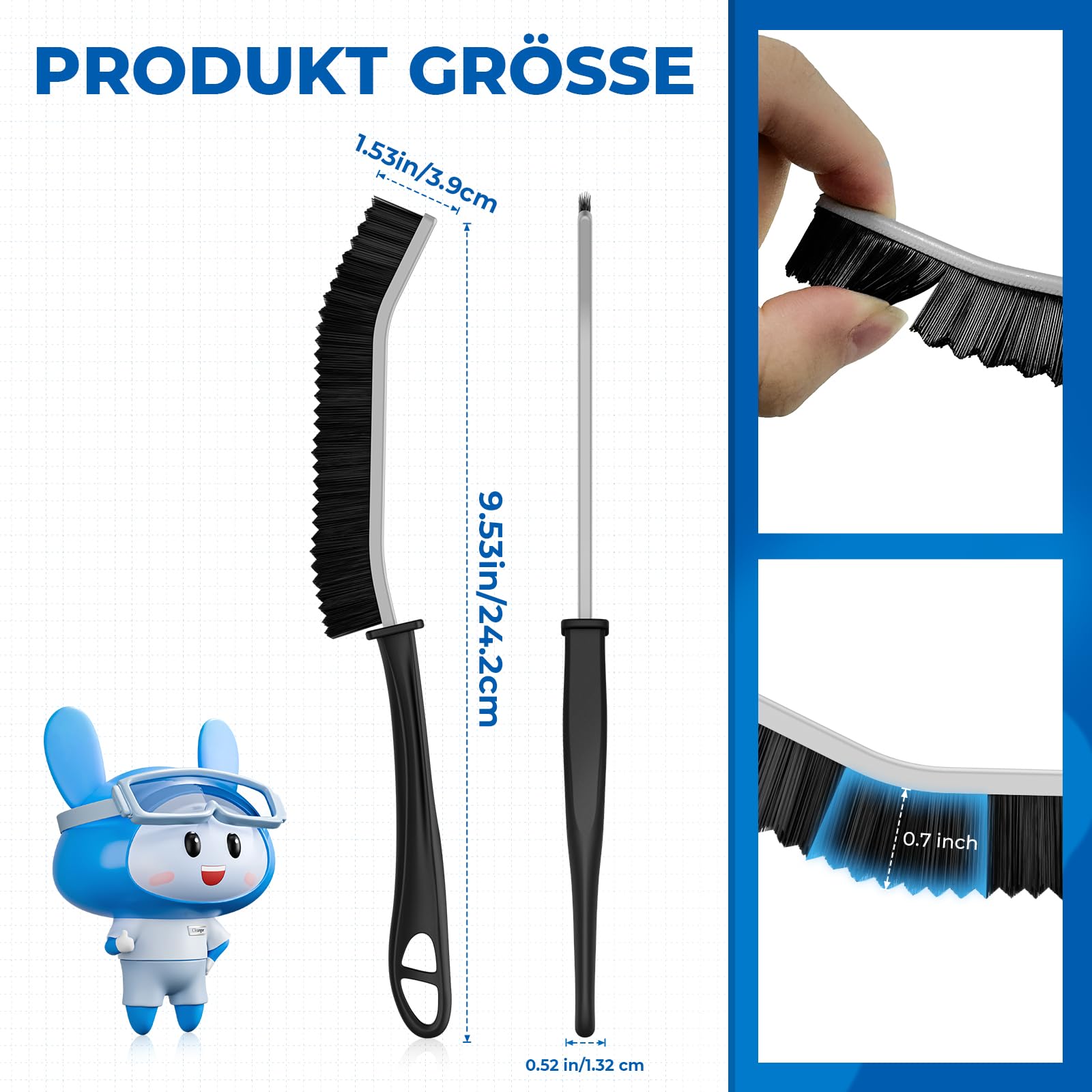 Cleangor Fugen und Eckenbürste Reinigungsbürste | Zahnborsten für hartnäckigen Schmutz Ergonomischer Handgriff | Für Dusche, Küche & Fliesen 2