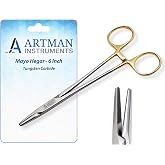 Artman Instruments Mayo Hegar Needle Holder 6" | Dental Medical Ortho Surgical Needle Holder Locking |Surgical Needle Driver Forceps| Serrated with Tungsten Inserts