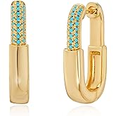 FETTERO Hoop Earrings for Women, 14K Gold Plated Lightweight Huggie Leaf Snake Bar Gold Hoops, Hypoallergenic Gold Earrings for Women Ear Piercing Jewelry