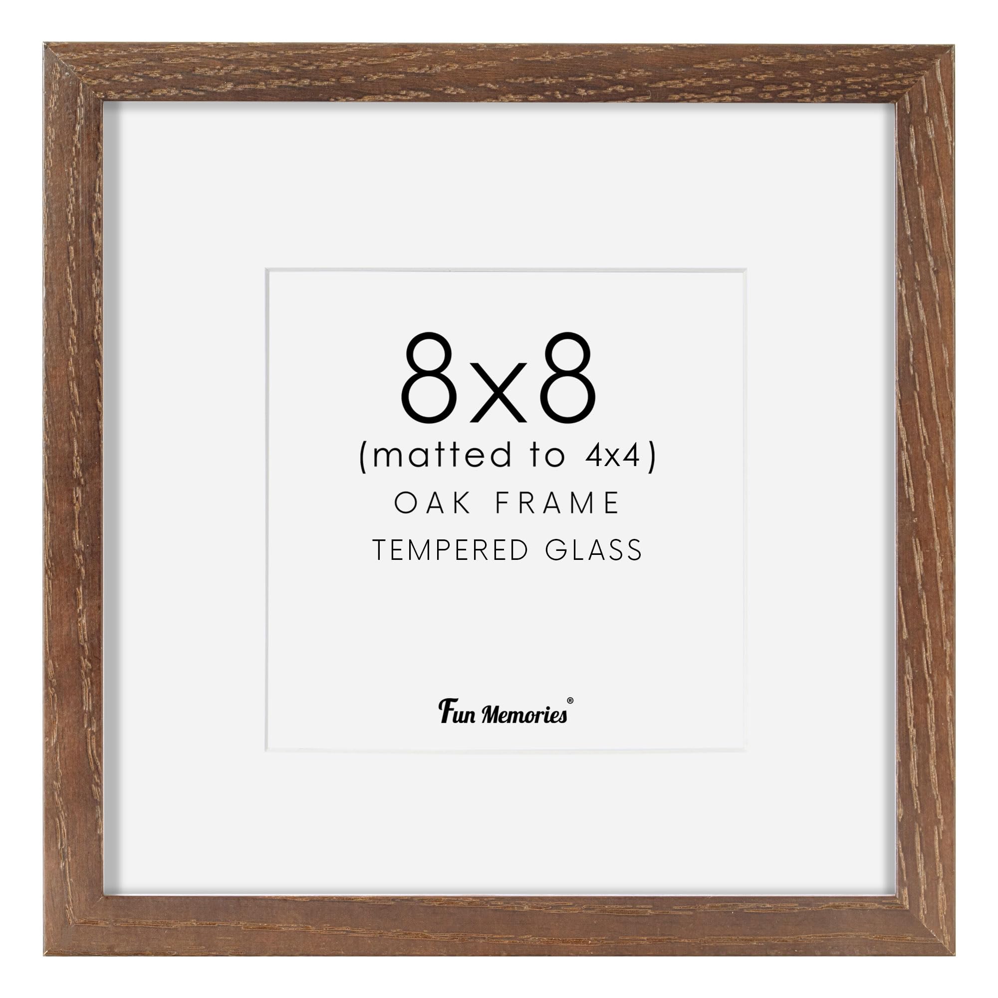 8x8 Square Picture Frame, Solid Oak Wood
