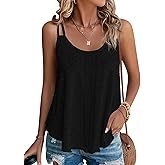 KKJ Womens Cute Tank Tops Sleeveless Spaghetti Strap Scoop Neck Loose Casual 2026 Spring Summer Beach Vacation Flowy Shirts