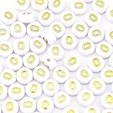 Sunrica 300Pcs Vowel Letter Beads O 4X7mm Individual Round Alphabet Beads for Friendship Bracelets Making