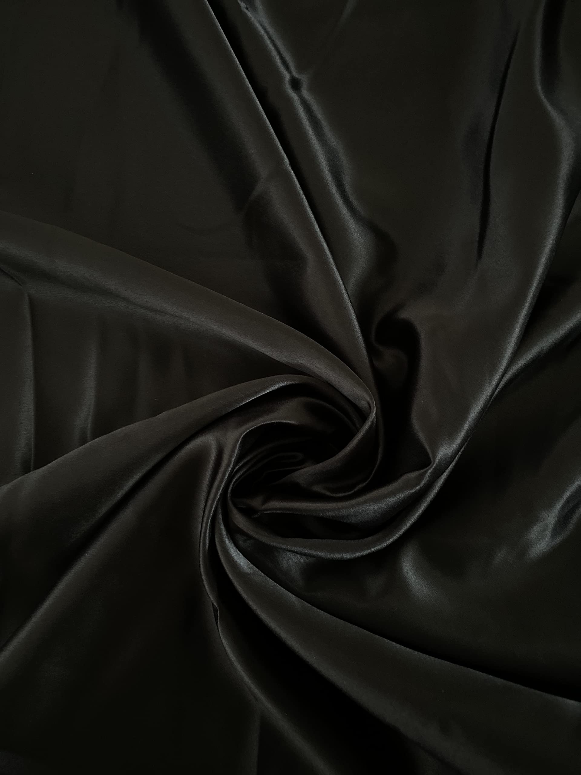 Fancy Textiles Dull Duchess Bridal Satin Dress Making Fabric 60'' Wide… (5 Meter, Black)