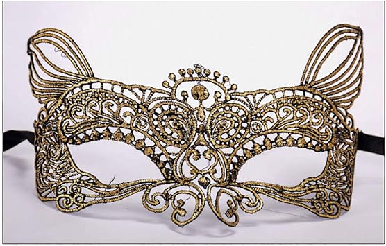 Amazon マスクシルクキャットウーマンマスクピアスダイヤモンドマスクパーティー 金 Xiamimi スポーツ アウトドア