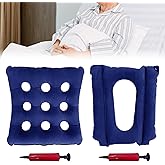 2 Pack Inflatable Seat Cushions, Breathable Nursing Anti-Bedsore Air Cushion Seat Pad, Waffle Chair Cushion for Sitting Toilet Wheelchair Chair Shower Chair (with Inflatable Pump)