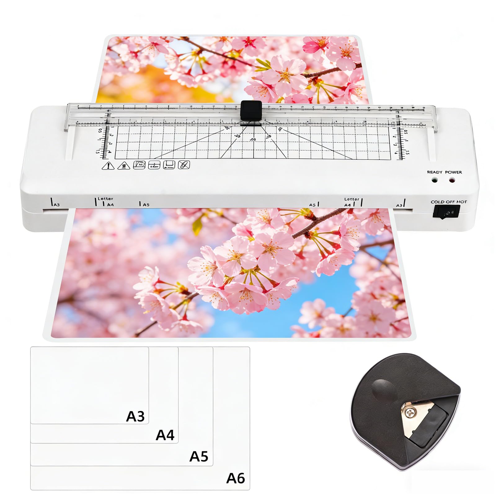 Laminator, A3 Laminator Thermal and Cold Laminating Machine with Built-in Cutter and Corner Rounder, Fast Warm-up, Lamination for Home Office School Use